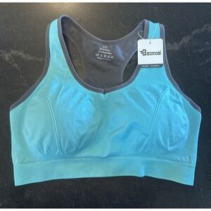 Baomosi Health Comfort Sports Bra 2X Teal NWT Wireless Stretch Comfort Razorback